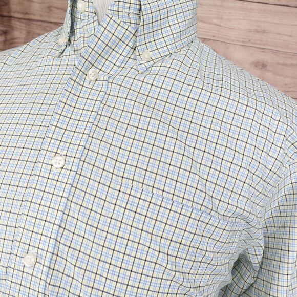 JOS A BANK EXECUTIVE COLLECTION YELLOW BLUE CHECK BUTTON DOWN SHIRT MENS SIZE L - Picture 2 of 6